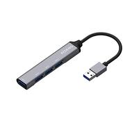 AISENS - A106-0540 - HUB USB 3.0 aluminio, tipo A/M-4xtipo A/H, gris, 10cm