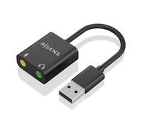 AISENS - A106-0769 - Conversor USB-A A Audio 48Khz, USB-A/M-2Xjack 3.5/H, Negro, 10Cm
