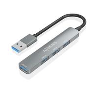 AISENS - A106-0859 - Hub USB 3.0 Aluminio, 1XUSB3.0 A/H+3XUSB2.0 A/H, Gris, 10Cm