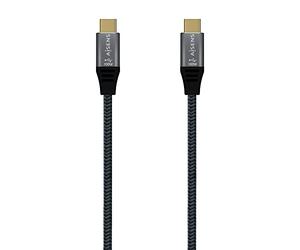 AISENS - A107-0671 - Cable USB 3.2 Gen2x2 20Gbps 5A 100W E-mark, tipo USB-C/M-USB-C/M, gris, 1.0m