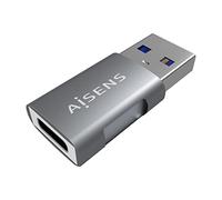 AISENS - A108-0655 - Mini Adaptador USB 3.2 Gen2 10G 3A, tipo USB-C/H-A/M, gris