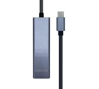 AISENS - A109-0396 - Conversor USB3.1 Gen1 USB-C a ethernet gigabit 10/100/1000 Mbps + Hub 3xUSB3.0, Gris, 15cm