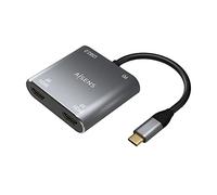 AISENS - A109-0625 - Conversor USB-C a 2xHDMI 4K SST MST/USB2.0/USB-C PD, USB-C/M-2xHDMI/H-USB-A/H-USB-C/H, gris, 15cm