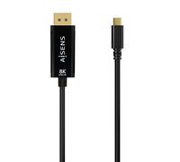 AISENS - A109-0689 - Cable Conversor USB-C a Displayport 8K@60Hz, USB-C/M-DP/M, Negro, 1.8M