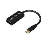 Conversor Aisens A109-0690/ USB Tipo-C Macho - DisplayPort Hembra/ Hasta 27W/ 1250Mbps/ 15cm/ Negro