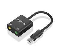 Conversor USB-C a Audio AISENS A109-0767 2x Jack 3.5 mm 48KHz Plug and Play Negro 10cm