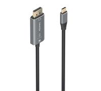 AISENS - A109-0880 - Cable Conversor Aluminio Bidireccional USB-C A DISPLAYPORT 8K@60Hz, USB-C/M-DP/M, Negro, 1.8M