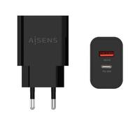 Aisens Cargador de Pared A110-0682 20W 1x USB-C (PD3.0) y 1x USB-A (QC3.0) Negro