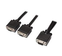 AISENS A113-0081 - Cable bifurcador SVGA (HDB15/M-2xHDB15/H, 45 cm, para duplicar la Señal) Color Negro