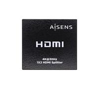 AISENS A123-0506 HDMI duplicador 4K@30Hz 1x2 con alimentación, Negro