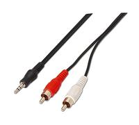 AISENS A128-0147 - Cable Audio Estéreo (Jack 3.5/M-2xRCA Macho, 1.5 m) Color Negro