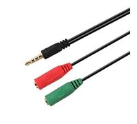 Aisens - A128-0354 Cable Adaptador Audio Jack 3.5 4 pines Macho a 2 x jack 3.5 3 Pines Hembra, Negro Verde Rojo, 20 cm