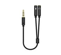 AISENS A128-0416 Cable adaptador audio Jack 3.5 4pines/M-2xJack 3.5 3pines/H, negro, 25cm