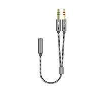 AISENS A128-0417 Cable adaptador audio Jack 3.5 4pines/H-2xJack 3.5 3pines/M, gris, 25cm