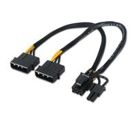 Cable alimentación tarjeta gráfica AISENS A131-0165 2x Molex 4-Pin Macho a PCI-E 6+2 Pin Macho 20cm cobre puro