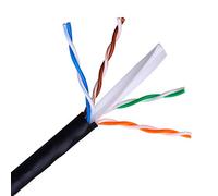 AISENS A135-0263 - Cable de Red Exterior Impermeable RJ45 (Rígido AWG24, Bobina de 100 m para la Instalación, Resistente a los Rayos Ultravioleta) Color Negro