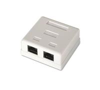 AISENS A139-0302 Roseta de Superficie RJ45 Cat.6 UTP 2 Tomas Blanco