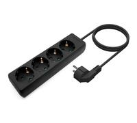 Aisens Regleta Multiple de 4 Tomas sin Interruptor con Cable 3×1.5mm2-1.4m - Color Negro