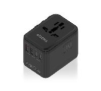 AISENS Adaptador Enchufe Universal Para Viaje EU USA UK AU Con Cargador USB GaN 2xUSB A A1 QC3 0 3xUSB C C1 PD3 0 35W Negro