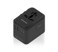 Cargador de pared universal gan aisens asps-2a2c08-bk/ toma de corriente universal/ 2xusb tipo-c/ 2xusb/ 25w