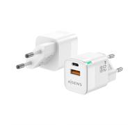 CARGADOR GAN AISENS 20W 1XUSB-C PD3.0 QC4.0 1XUSB-A QC3.0 BLANCO