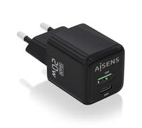 AISENS - ASCH-20W2P011-BK - Cargador GAN 20W, 1XUSB-C PD3.0 QC4.0, 1XUSB-A QC3.0, Negro