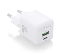 AISENS - ASCH-25W2P014-W - Cargador GAN 25W, 1XUSB-C PD3.0 QC4.0, 1XUSB-A QC3.0, Blanco