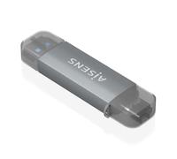 AISENS - ASCR-2AC08-GR - Lector de Tarjetas SD, Micro SD, Mmc, RS-Mmc, Mmc Micro, USB-A y USB-C, Gris