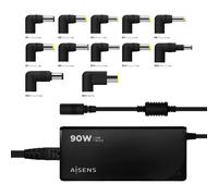 Aisens Cargador portátil ASLC-90WAUTO-BK 90W automático 12 conectores 15-20V USB QC3.0 Negro
