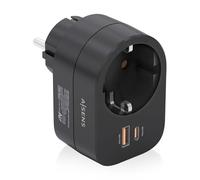 AISENS - ASPS-1A1C07-BK - Regleta de Pared Multifuncion con 1 Toma + 1XUSB-C 20W PD3.0, 1XUSB-A 20W QC3.0, Negro
