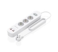 AISENS - ASPS-2A2C10-W - REGLETA DE ENCHUFES MULTIFUNCION con 3 Tomas + Cargador PD3.0 20W 2xUSB-C, 2xUSB-A, 1.4M, Blanco