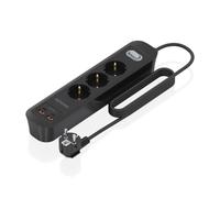 Regleta con interruptor aisens asps-2a2c11-bk/ 3 tomas de corriente/ 2 usb - 2 usb tipo-c/ cable 1.4m/ negro