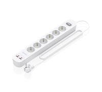 AISENS - ASPS-2A2C16-W - REGLETA DE ENCHUFES MULTIFUNCION con 6 Tomas + Cargador PD3.0 20W 2xUSB-C, 2xUSB-A, 1.4M, Blanco