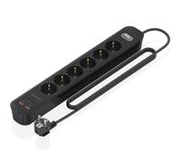 Regleta con Interruptor Aisens ASPS-2A2C17-BK/ 6 Tomas de Corriente/ 2 USB - 2 USB Tipo-C/ Cable 1.4