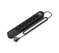 AISENS - ASPS-2A2C17-BK - REGLETA DE ENCHUFES MULTIFUNCION con 6 Tomas + Cargador PD3.0 20W 2xUSB-C, 2xUSB-A, 1.4M, Negro