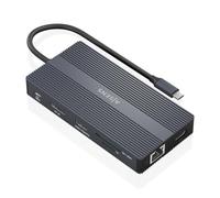 AISENS - ASUC-12P017-GR - USB-C Dock 12 en 1, USB-C A 2XHDMI, 1XDISPLAYPORT, 1XRJ45, 4XUSB-A, 1XUSB-C, 1XUSB-C PD, 1Xsd, 1XMicro SD, Gris, 20Cm