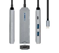 AISENS ASUC-4P002-GR base para portátil y replicador de puertos Alámbrico USB 3.2 Gen 1 (3.1 Gen 1) Type-C