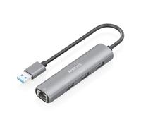 Aisens Hub USB 3.0 ASUC-4P034-GR – 3 puertos USB-A, Ethernet Gigabit, gris 15 cm