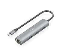 AISENS - ASUC-4P038-GR - Dock USB-C A ETHERNET GIGABIT + HUB 3xUSB-A, Gris, 15CM