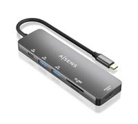 AISENS - ASUC-6P016-GR - USB-C Dock 6 en 1, USB-C A 1XHDMI, 2XUSB-A, 1XUSB-C PD 100W, 1XSD, 1XMicro SD, Gris, 15cm