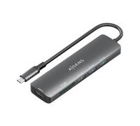 AISENS - ASUC-6P024-GR - USB-C Dock 6 EN 1, USB-C A 1xHDMI, 3xUSB-A, 1xSD, 1xMICRO SD, Gris, 15CM