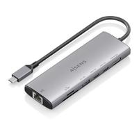 AISENS - ASUC-7P032-GR - USB-C Dock 7 EN 1, USB-C A 1xHDMI, 1xRJ45, 1xUSB-A 10G, 2xUSB-C 10G, 1xSD, 1xMICRO SD, Gris, 20CM