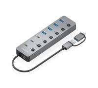 AISENS - ASUC-8P043-GR - HUB USB3.1 Gen1 USB-C USB-A, USB-C/M+USB-A/M-4xUSB-A/H+3xUSB-C/H+1xUSB-C/H ALIM., Gris, 30CM