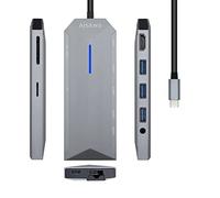 Docking USB Tipo-C Aisens ASUC-9P001-GR/ 1xHDMI/ 3xUSB/ 1xRJ45/ 1xAudio/ 1xLector Tarjetas / 1xUSB Tipo-C PD/ Gris
