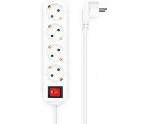 AISENS Base Multiple 4 Tomas con Interruptor con Cable 3×1.5mm2, Blanco, 1.4 m