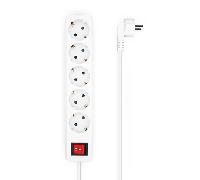aisens base multiple 5 tomas con interruptor con cable 3×1.5mm2 blanco 1.4 m