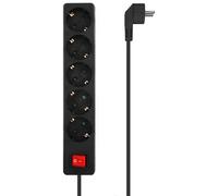 AISENS - A154-0652 - Base Multiple 5 Tomas con Interruptor con Cable 3x1.5mm2, Negro, 1.4m