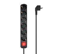 Aisens - Base Multiple 6 Tomas Con Interruptor Con Cable 3X1.5Mm2, Neg
