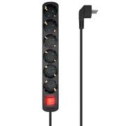 Aisens Regleta múltiple 6 tomas con interruptor y cable 3×1.5 mm2 1.4 m - Negro