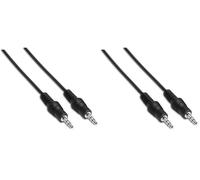AISENS CABLE AUDIO ESTEREO JACK 3.5 MACHO A JACK 3.5 MACHO 30CM NEGRO A128-0141 (Paquete de 2)